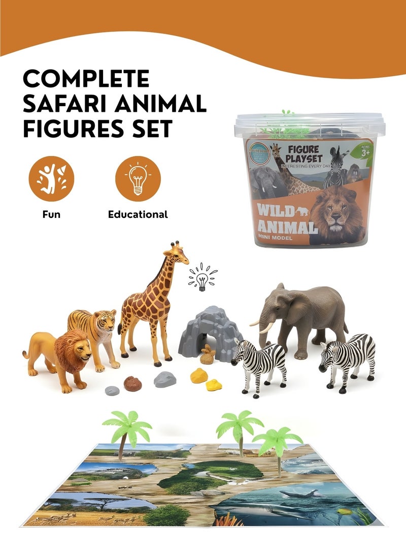 Wild Animals Toys Set - 9 Piece Realistic Jumbo Wild Zoo Animal Figurines, Durable Plastic African Jungle Animals, Ideal Educational Toy for Kids Ages 3-5, Perfect for Educational Play & Gift - Image 1